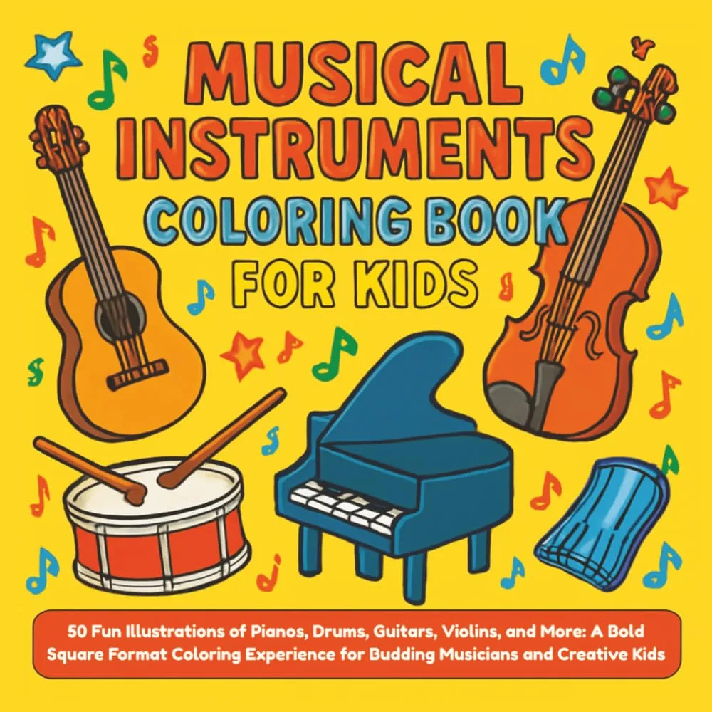 Cover of Musical Instruments Coloring Book for Kids